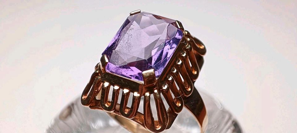 Antiker großer Amethyst Ring 585 Gold 14k 57 in Reinstorf