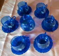 Teeservice Glas blau mit Blumenranke Rheinland-Pfalz - Obrigheim Vorschau