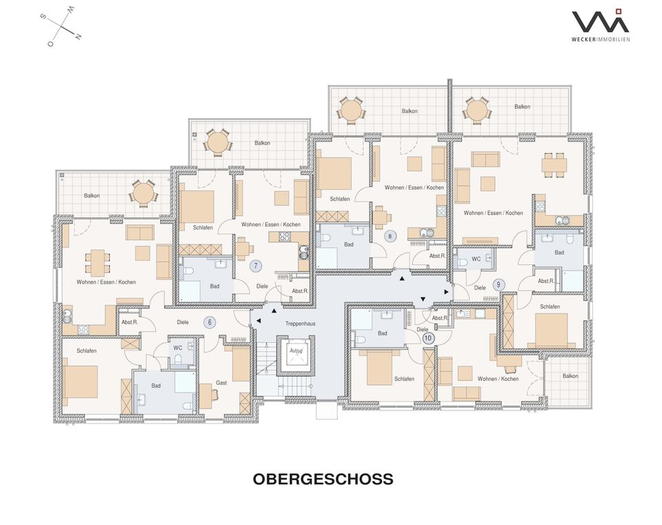 NEUBAU innovativ & komfortabel in Citylage – schicke Obergeschosswohnung mit großem Südwestbalkon in Warendorf