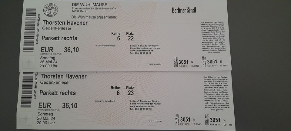 Karten für Thorsten Havener Wühlmäuse in Berlin