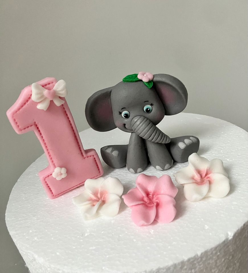 Fondant Tortendekoration Elefant Baby Zahl Blumen Wunschfarbe mgl in Erfurt