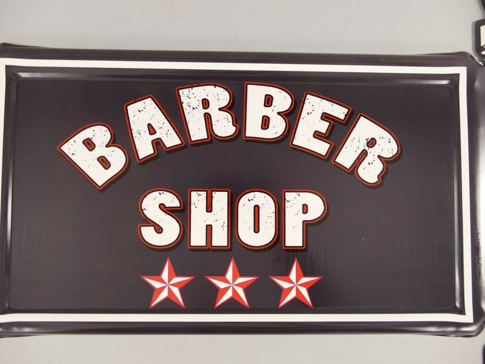 Barber Shop - Stahlblechschild (Gestanzt) 65x69cm OPEN in Greetsiel