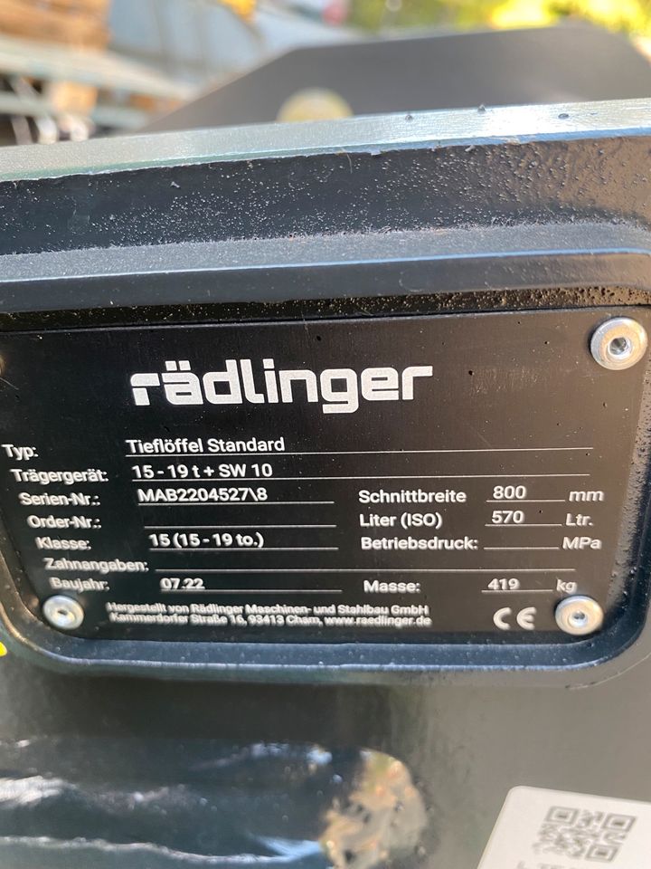 Rädlinger Tiefenlöffel MS10 Kettenbagger Mobilbagger Löffel 800mm in Wiemerstedt
