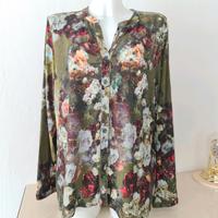 Heine Shirt-Bluse Floral-Dessin Gr. 46 Knopfleiste lange Arme, hi Sachsen-Anhalt - Starsiedel Vorschau