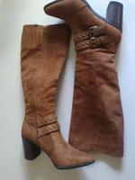 Damenstiefel in Wildlederoptik cognacfarben bzw. hellbraun Gr. 38 Bayern - Roßhaupten Vorschau