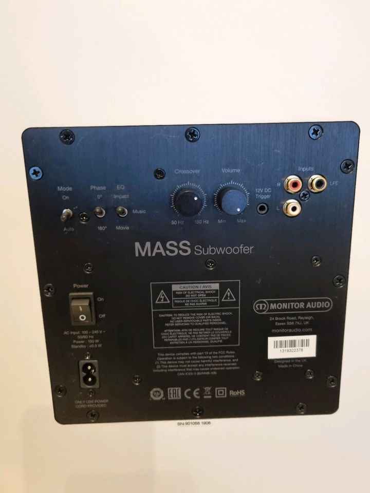 WIE NEU! Monitor Audio MASS 2G 5.1. Lautsprecher Subwoofer + Zub. in Wesel