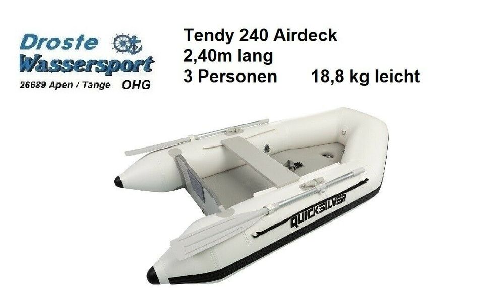 Schlauchboot Quicksilver Tendy 240 Airdeck NEU in Apen