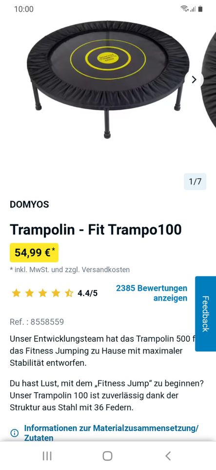 Trampolin - Fit Trampo100 DOMYOS in Rehlingen-Siersburg