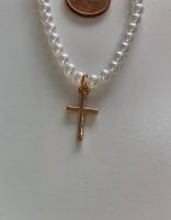 Perlenkette mit Kreuz Anhänger in Gold Nordrhein-Westfalen - Dülmen Vorschau