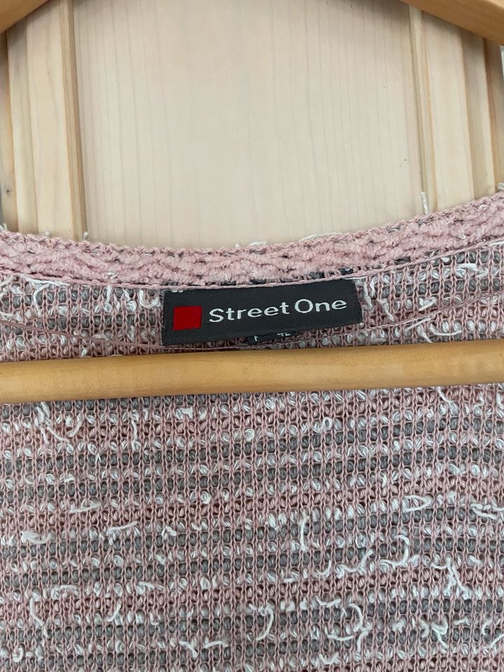 Street One Strickjacke - Größe 40 - grau/weiß/rosa - sehr gut in Großefehn