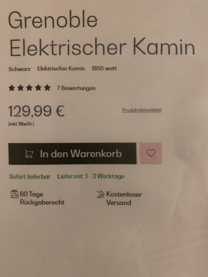 GESENKT: Schöner elektrischer Kamin Marke Grenoble in Dresden