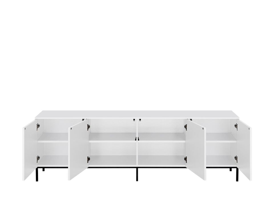 Sideboard Xenia 200cm - Weiß matt lackiert mit Metalluntergestell in Nahe