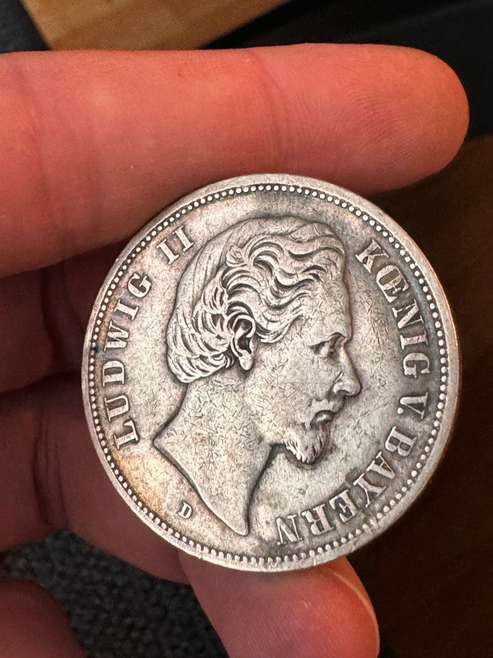 5 Mark Bayern 1874 Silbermünze in Tübingen