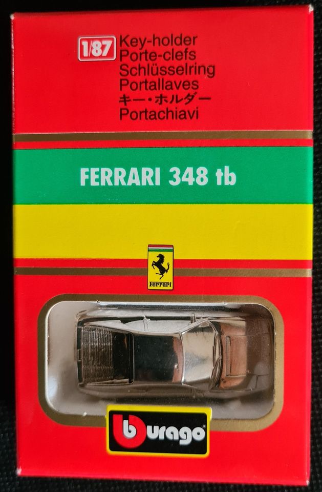 Ferrari 348 tb, 1:87, Schlüsselanhänger, Burago Metall, in OVP in Rheda-Wiedenbrück