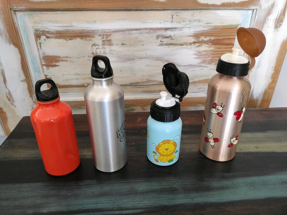 4 Trinkflaschen aus Blech/ Metall für Kinder in Kirschau