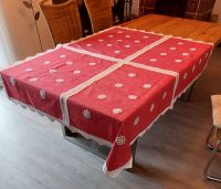Tischdecke - Überhandtuch rot Spitze/Blüten Handarbeit 160x130 cm Nordrhein-Westfalen - Hille Vorschau
