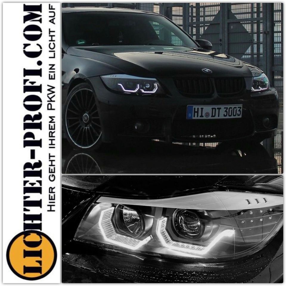 3D LED Angel Eyes Scheinwerfer für BMW 3er E90/E91 05-08 schwarz mit LED  Blinker