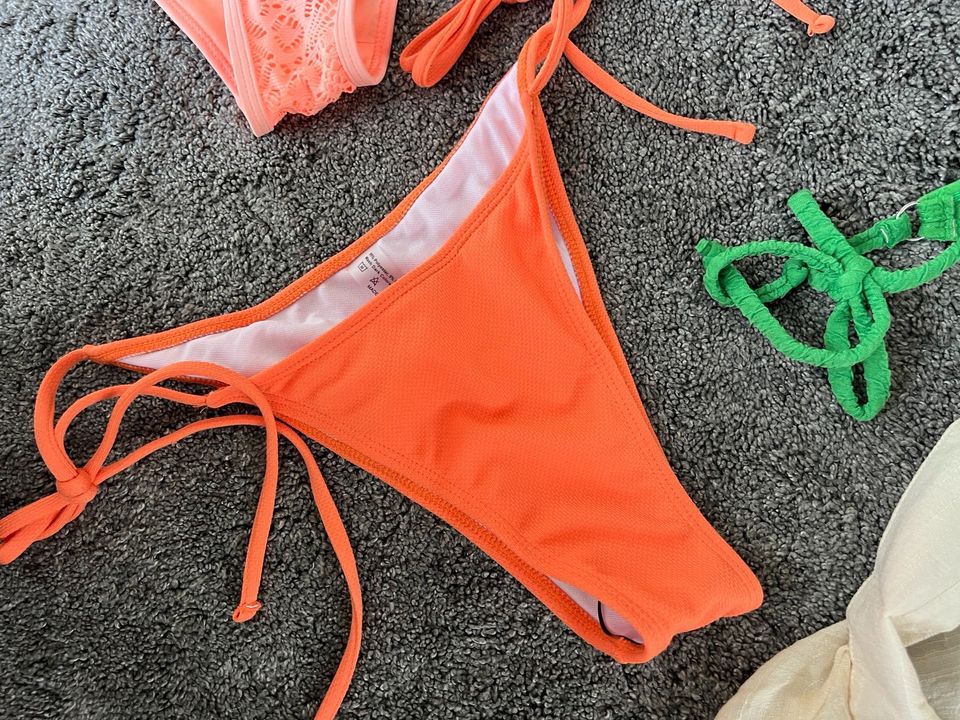 Bikini Orange, M 38, passt auch in S 36 , seitliche Schnüren in Soest