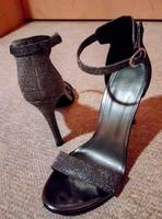 Damenshuhe Sandaletten High Heels Gr. 40 anthrazit/silber Glitzer Bayern - Dietersburg Vorschau