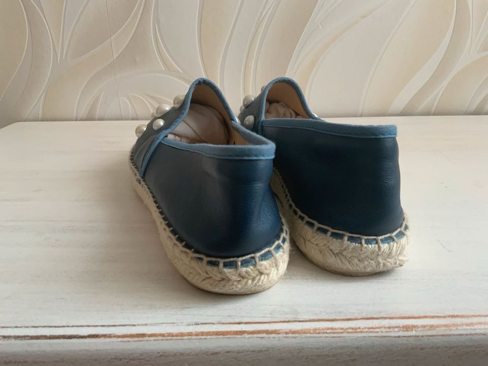 Naturläufer Espadrilles Schuhe Gr.37 Blau mit Perlen  top Zustand in Pforzheim