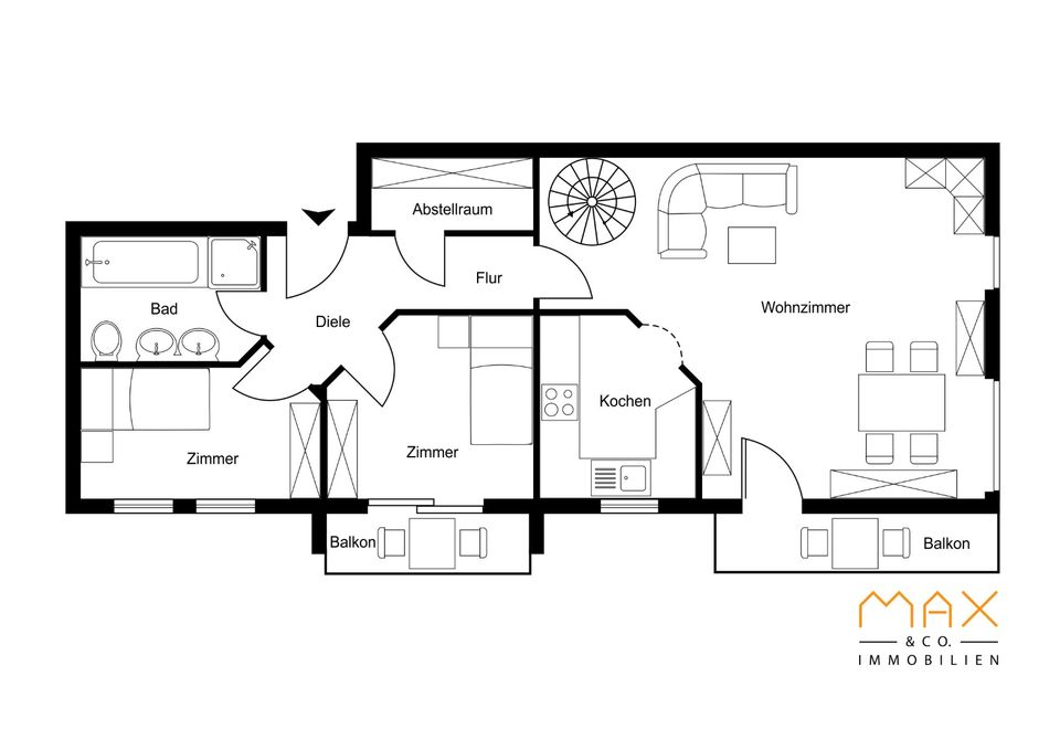 Maisonette-Wohnung umgeben von Weinfeldern - Provisionsfrei in Vendersheim