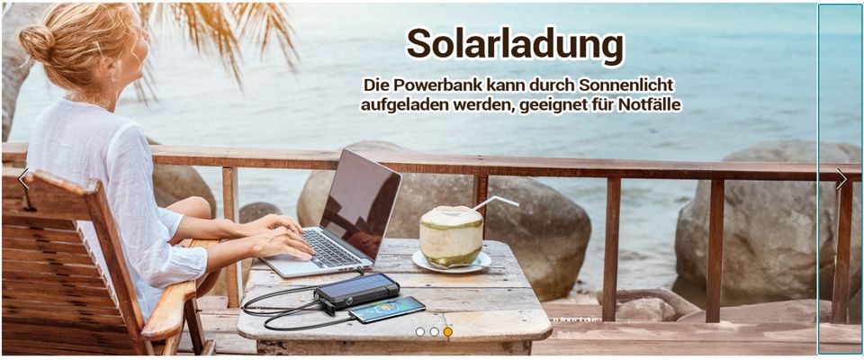 Solar Powerbank 26800mAh wireless + 4xUSB IPX6 waterproof NEU OVP in Wilhelmshaven