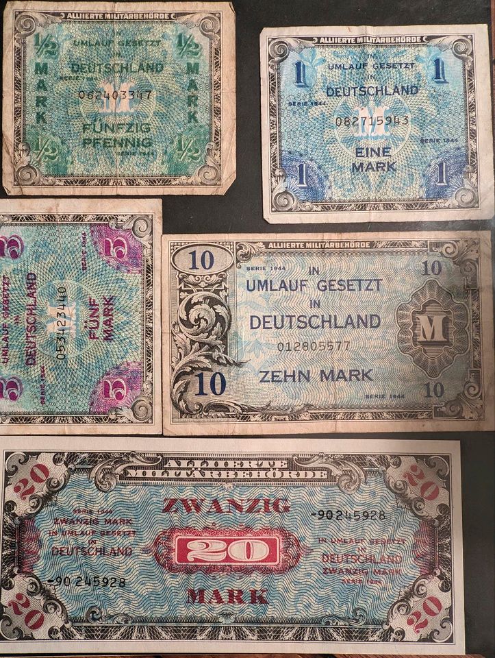 Deutschland Alliierte Militärbehörde, 1944, 1/2 Mark - 1.000 Mark in Düsseldorf