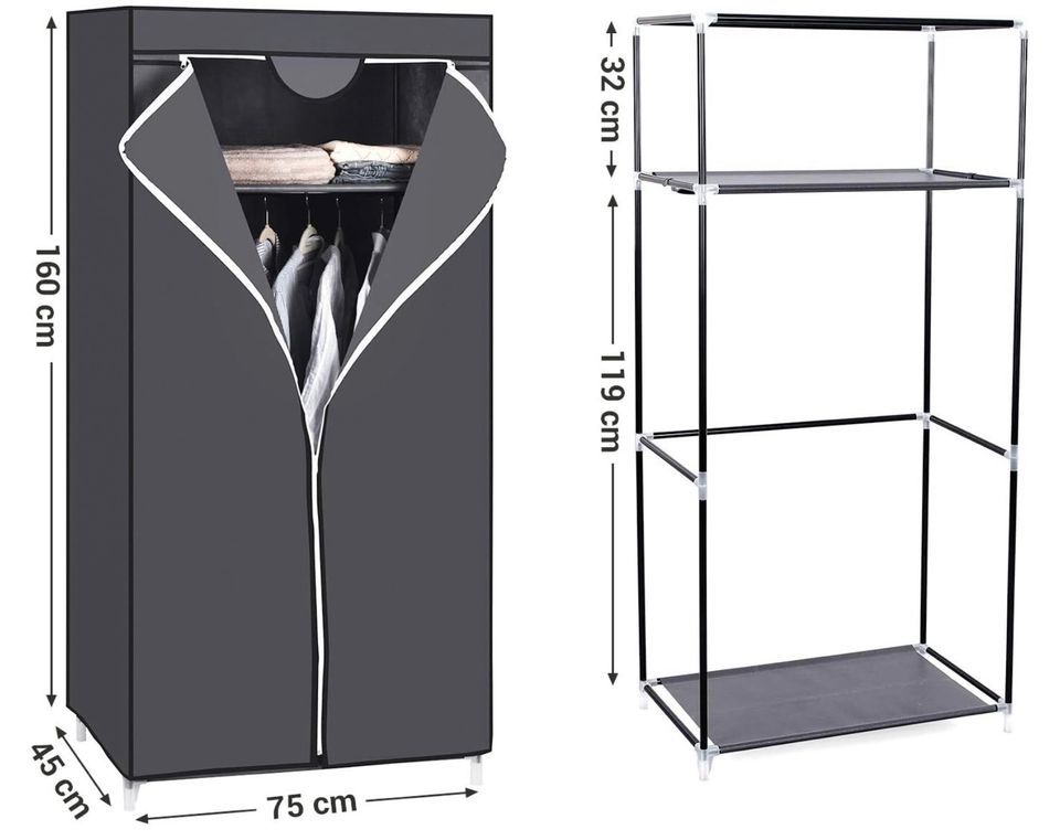 Kleiderschrank aus Stoff, Kleiderstange Kleiderständer in Dietramszell