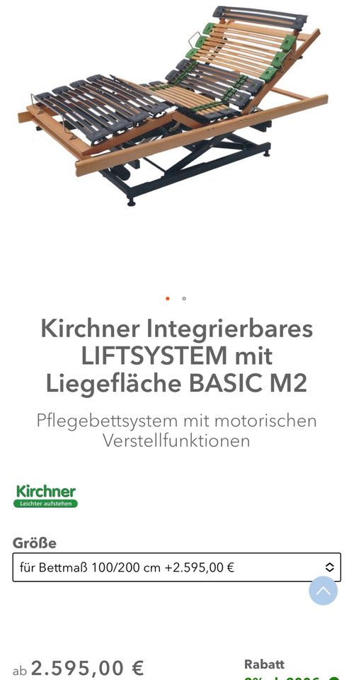 Kirchner Pflegebettrahmen/Einlegerahmen mit Liftsystem Basic M2 in Hamburg