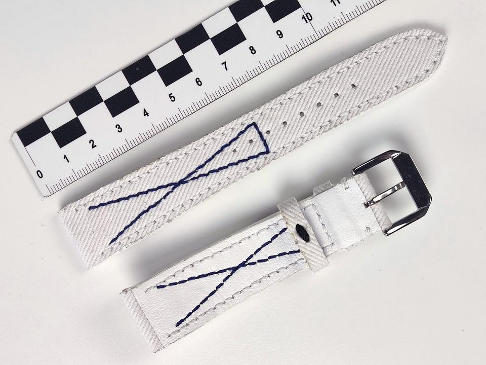 Segeltuch (Canvas) - Uhrenarmband, weiss, handgefertigt 22mm in Bad Kreuznach
