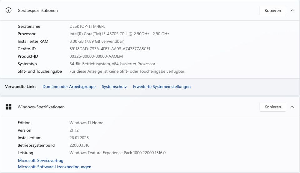 HP EliteDesk 800 i5-4570S 8GB RAM 128GB mSATA SSD in Kleinostheim