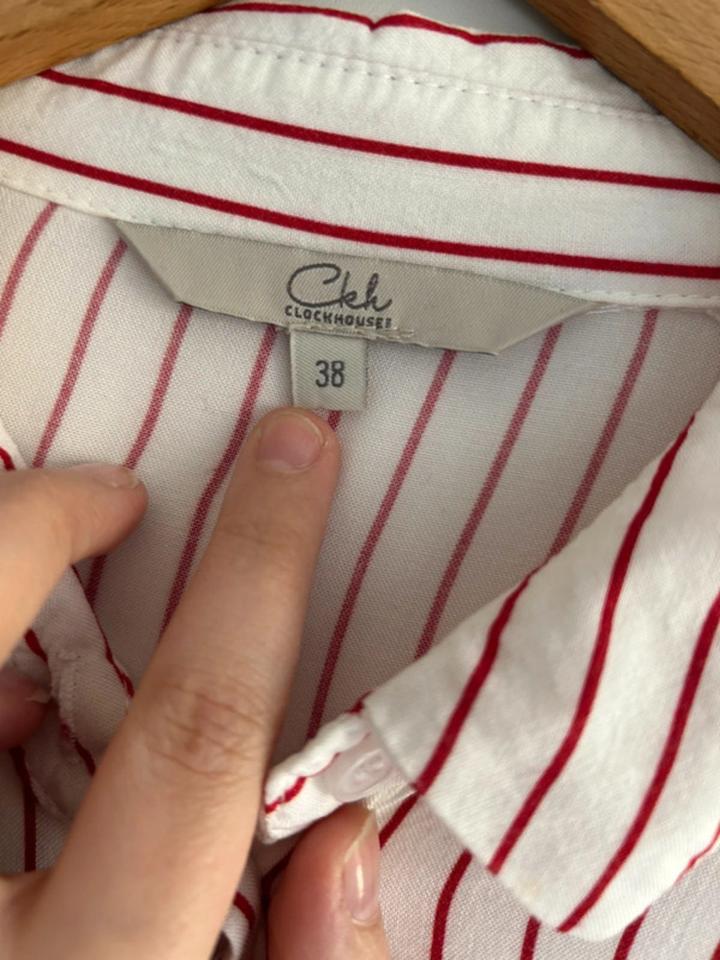 C&A clockhouse Bluse Rüschen Volant Gestreift weiß rot 38 in Herne