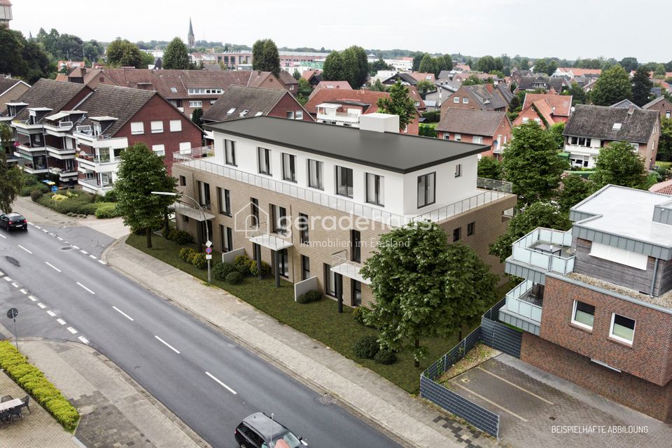 RESERVIERT! Exklusives Wohnen am Wasserturm: Neubau-Obergeschosswohnung mit sonnigem Eck-Balkon in Laxten