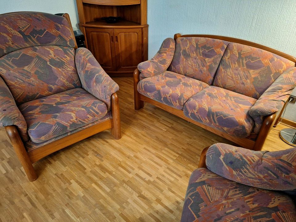 Sofa und 2 Sessel,  gepolsterte Sitzgruppe, dänisch, Teak in Berlin