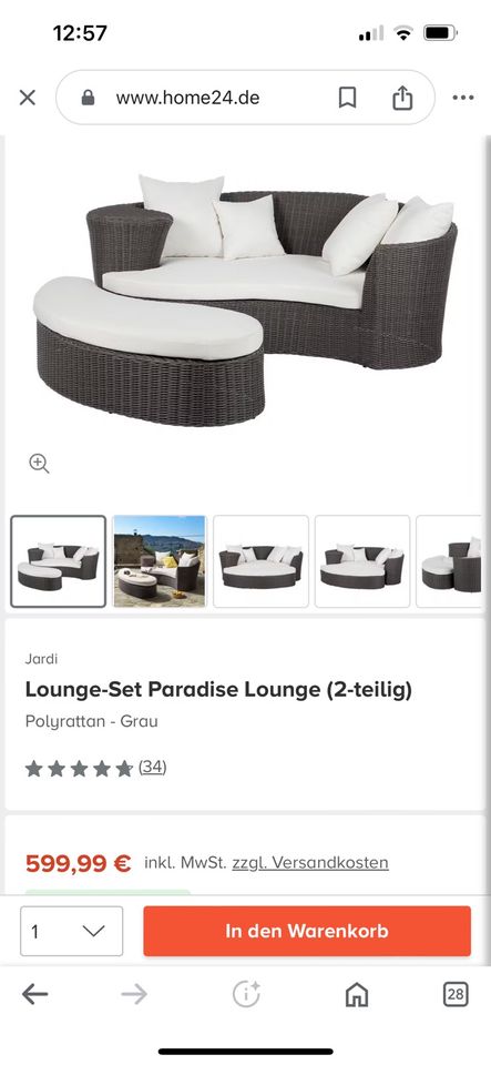 Polyrattan Lounge-Set Paradise Lounge (2-teilig) von Jardi in Essen