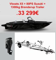 Vboats X5 inkl. 80PS Suzuki + 1300kg Brenderup Trailer Aluboot Baden-Württemberg - Radolfzell am Bodensee Vorschau