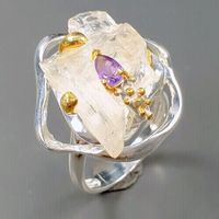 Designerring-925er Silber-14ct Gold-Kunzitebrocken+Amethyst-RG18 Nordrhein-Westfalen - Nettersheim Vorschau