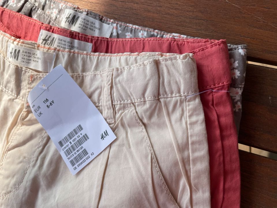 NEU Set 3 Shorts Hosen Blümchen H&M Gr 116 in Potsdam