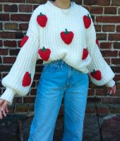 Vintage Strickpullover Knit Sweater Erdbeeren Brandenburg - Panketal Vorschau