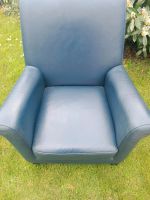 Toller Leder Sessel dunkelblau mit Holzfüßen in braun Schleswig-Holstein - Neumünster Vorschau