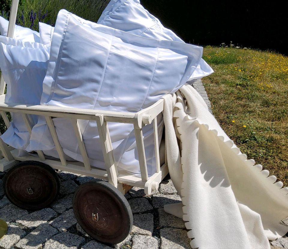 Hochzeit Deko mieten Kissen & Bollerwagen für Außendekoration in Bergen bei Auerbach, Vogtland