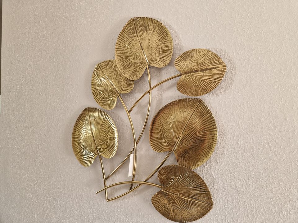 Wanddeko Ornament Blätter Gold Blumen Skulptur 60cm Leben Bild in Bad Schwartau