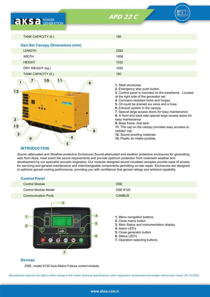 8x Aksa Cummins Diesel 22kVA Stamford Generator Notstromaggregat in Tanne