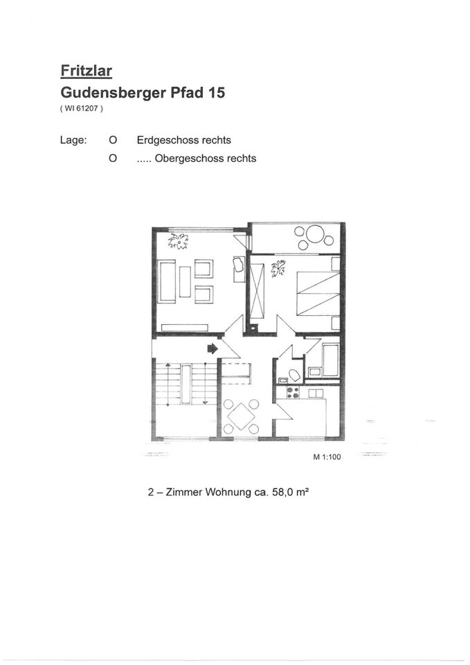 freiwerdende 2 ZKB Wohnung mit Balkon in Fritzlar ( FZ-GP15-2R ) in Fritzlar