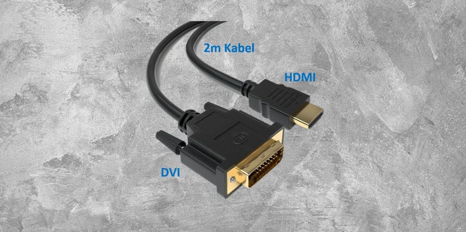 HDMI auf DVI Kabel 2m, Auflösung 1080P in Pfeffenhausen