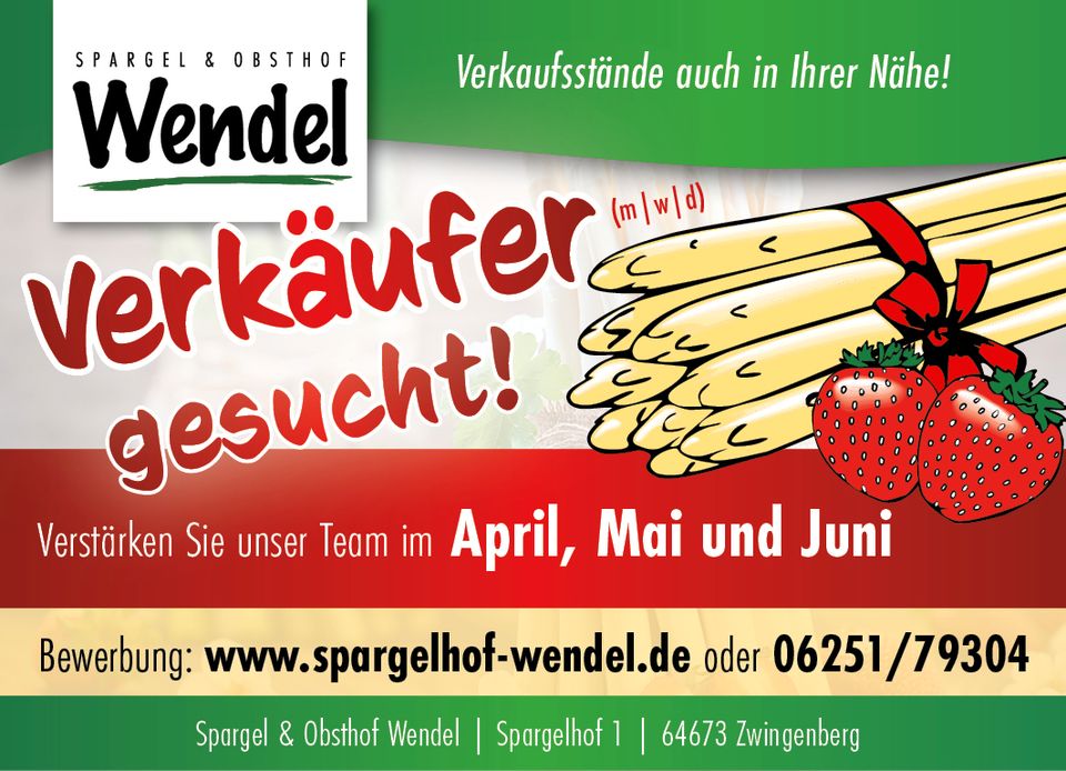 Verkäufer (m/w/d) Spargel & Erdbeeren (Botnang) in Stuttgart