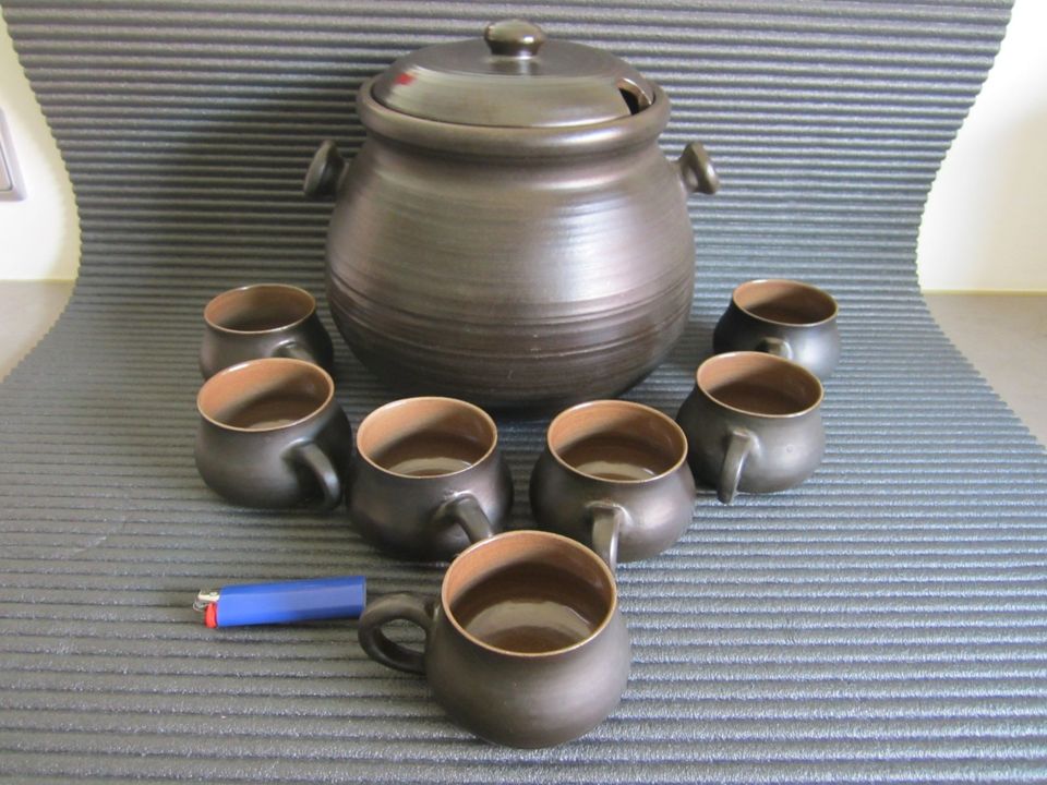 Vintage, Bowle-Set ,7 Becher, dunkelbraun, 4-5 Liter, "gebraucht" in Büttelborn