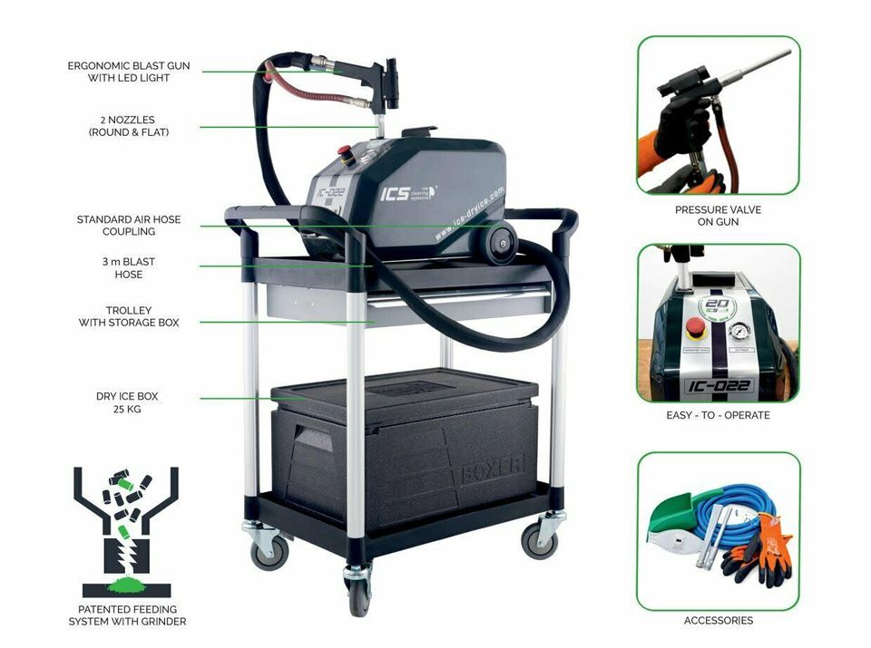 Trockeneisstrahlgerät ICS IC022EVO + Abrasiv Modul PAM02 M 2024 in Schwalmstadt