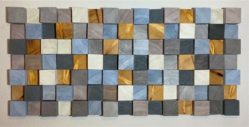 3D Mosaik Kunst Wandbild Massiv Holz Bild Wand Holzbild in Bad Bramstedt