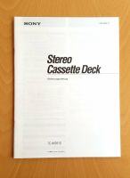 SONY Stereo Cassette Deck TC-WR 810 Manual Bedienungsanleitung Nürnberg (Mittelfr) - Mitte Vorschau